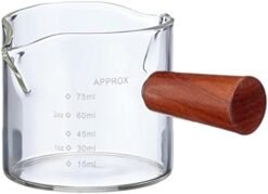 Espresso Shot Glass with Wooden Handle - Double Spout Coffee Measuring Shot Glass (Wood Handel) - Coffee Measuring Cup - Image 3