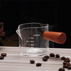Espresso Shot Glass with Wooden Handle - Double Spout Coffee Measuring Shot Glass (Wood Handel) - Coffee Measuring Cup - Image 4