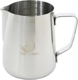 High-quality milk jug, stainless steel, espresso jug, 600 ml, stainless steel milk jug, milk foam jug