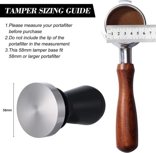 Calibrated Espresso Tamper 58 mm. Portafilter Tamper - With Spring Loaded Flat Stainless Steel Base (Tamper 58 mm) - Image 3