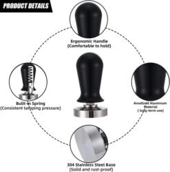 Calibrated Espresso Tamper 51 mm. Portafilter Tamper - With Spring Loaded Flat Stainless Steel Base (Tamper 51 mm) - Image 5