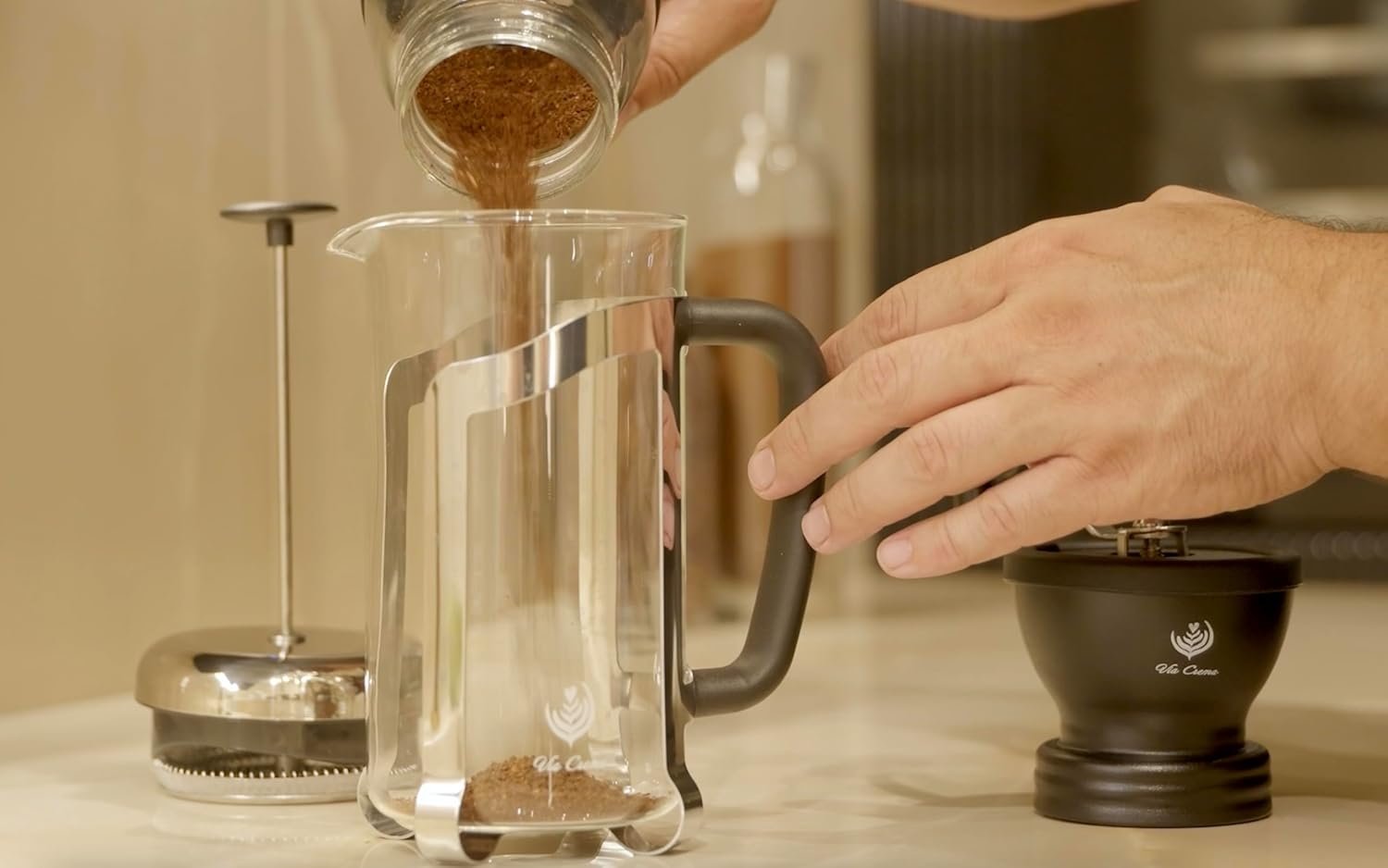 French Press 800/1000 ml Glass/Stainless Steel (Glass, 1000 ml / 34 oz) - Image 3