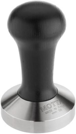 Motta 8100/B Tamper aus Edelstahl, planar mit schwarzem Echtholzgriff, 58 mm