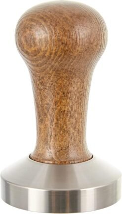 Motta 8100/M Tamper aus Edelstahl, planar mit braunem Echtholzgriff, 58 mm